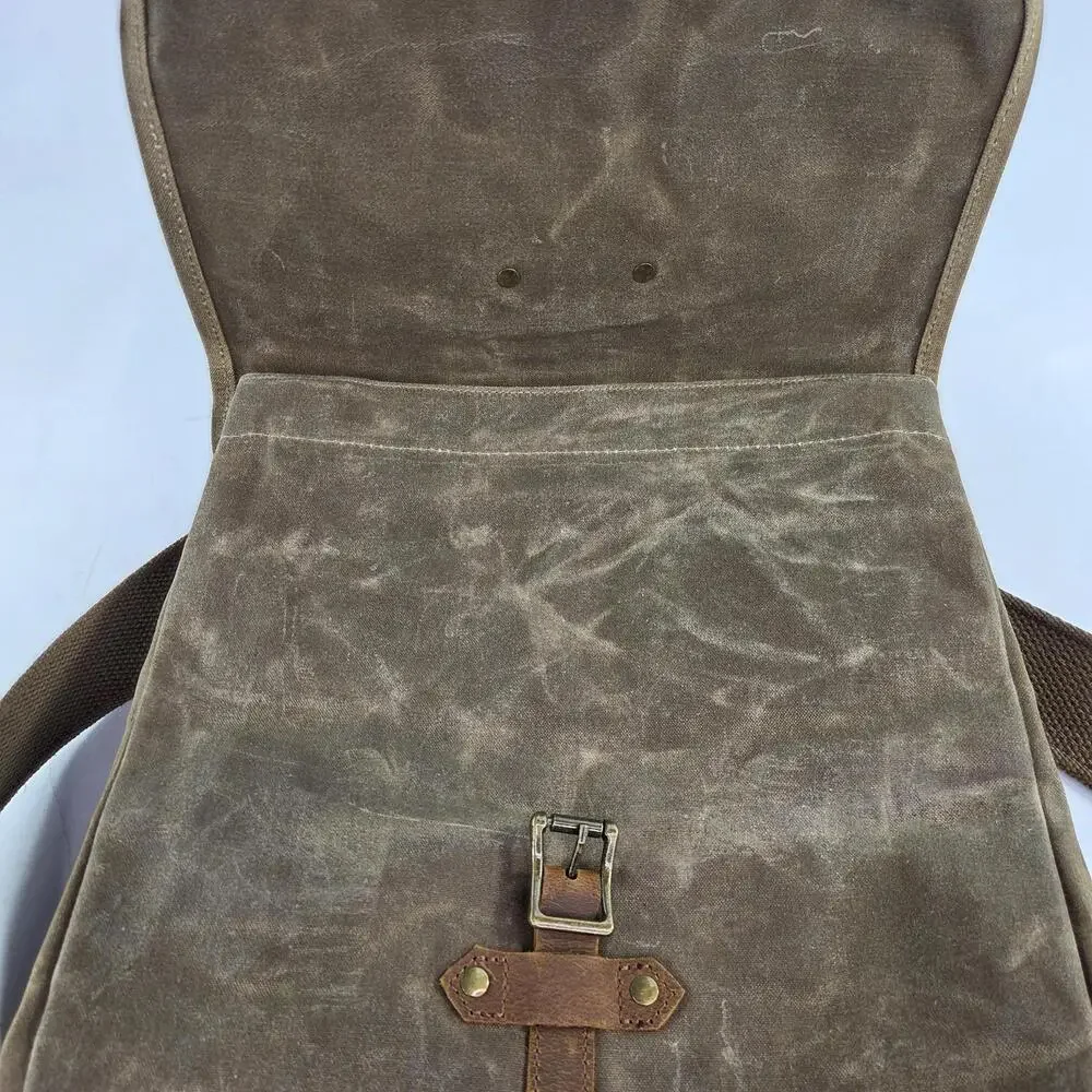 Solstice Oil Waxed Canvas Backpack Rucksack Brown Travel Outdoor Backpacks Bag - Picture 4 of 14